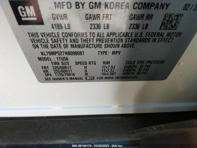 Chevrolet Trailblazer Lt 2022 KL79MPS27NB098097 Image 9