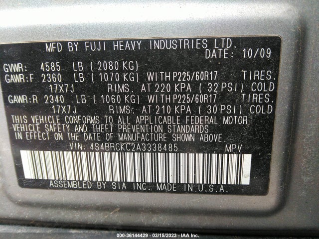 Subaru Outback Ltd Pwr Moon 2010 4S4BRCKC2A3338485 Image 10