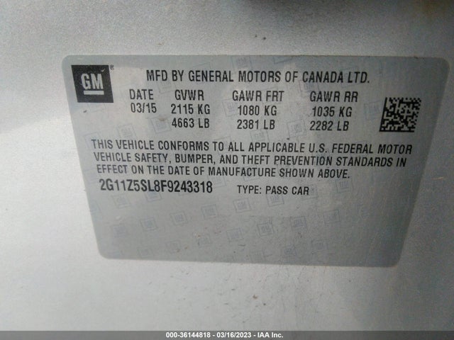Chevrolet IMPALA LS 2015 2G11Z5SL8F9243318 Image 9