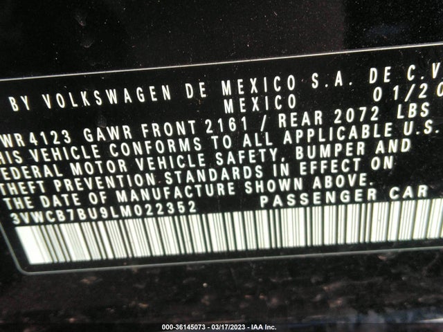 3VWCB7BU9LM022352 Volkswagen Jetta S/se/r-line