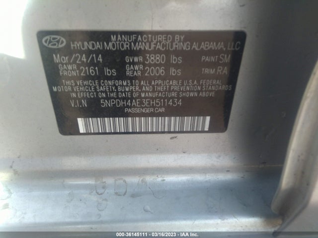 Hyundai ELANTRA SE 2014 5NPDH4AE3EH511434 Image 10