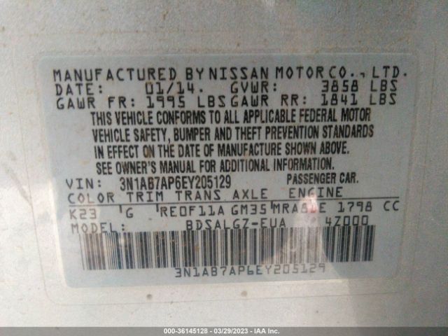 3N1AB7AP6EY205129 Nissan SENTRA SL