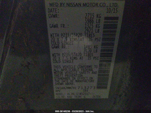 Nissan Pathfinder Platinum 2015 5N1AR2MM7FC713273 Image 9