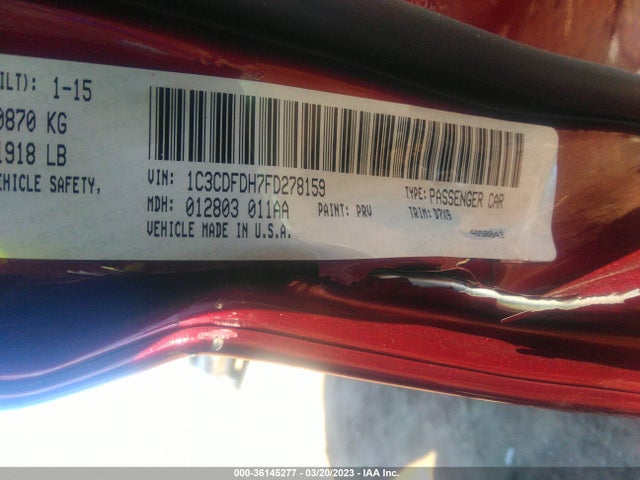 Dodge Dart Aero 2015 1C3CDFDH7FD278159 Image 9