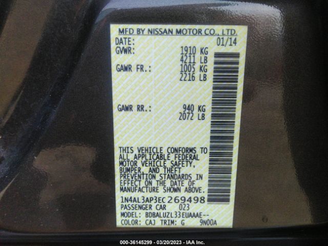 1N4AL3AP3EC269498 Nissan Altima 2.5 Sv