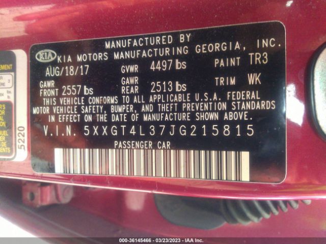 5XXGT4L37JG215815 KIA Optima S