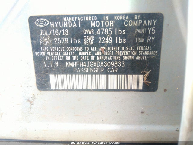 Hyundai Azera 2013 KMHFH4JGXDA309833 Image 9