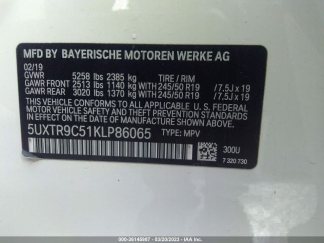 5UXTR9C51KLP86065 BMW X3 Xdrive30i