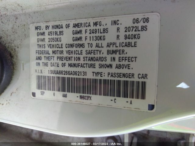 19UUA66266A062131 Acura TL