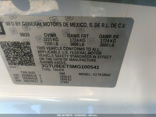 3GTU9EET5MG100541 GMC Sierra 1500 At4
