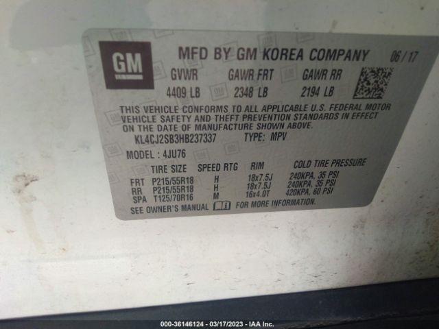 KL4CJ2SB3HB237337 Buick Encore Sport Touring