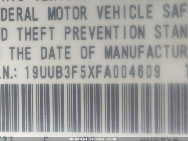 19UUB3F5XFA004609 Acura Tlx V6 Tech