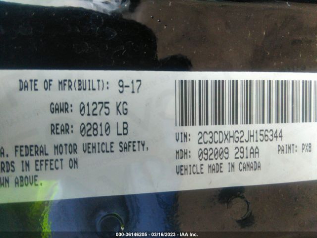2C3CDXHG2JH156344 Dodge Charger Sxt Plus Rwd
