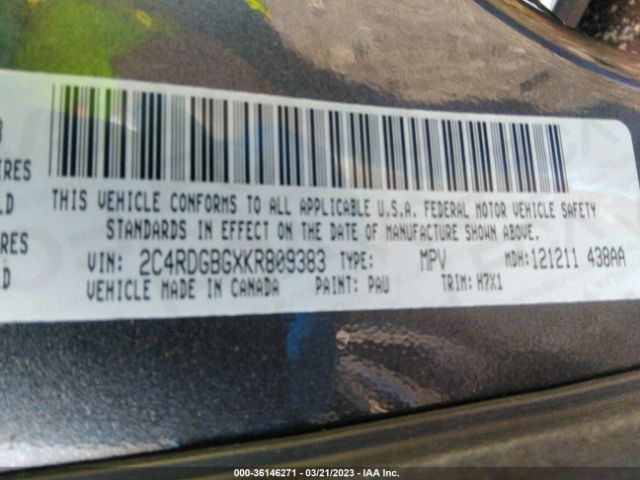 2C4RDGBGXKR809383 Dodge Grand Caravan Se