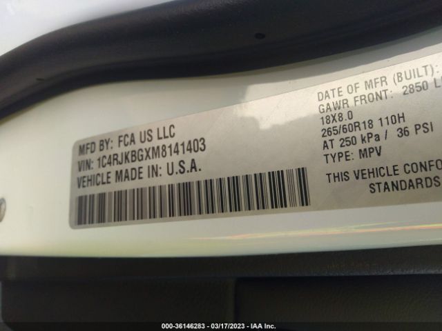 1C4RJKBGXM8141403 Jeep Grand Cherokee L Limited