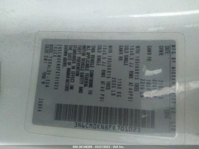 3N6CM0KN8FK701023 Nissan Nv200 S/sv