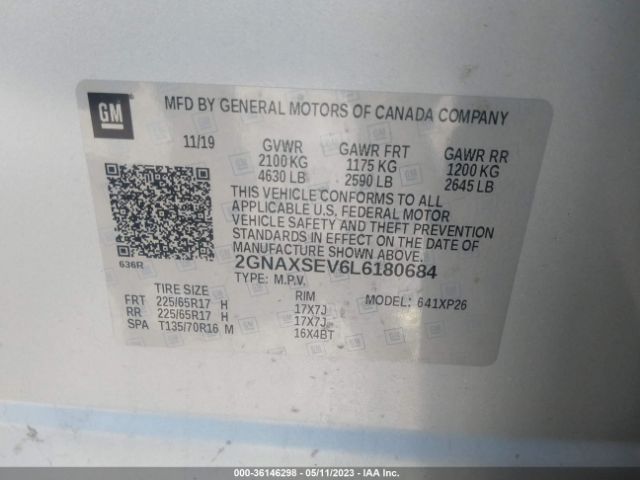 2020 CHEVROLET EQUINOX 2GNAXSEV6L6180684 Photo 8