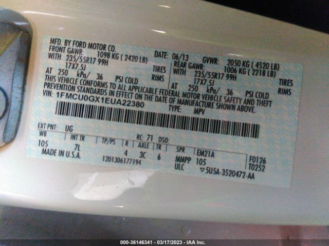1FMCU0GX1EUA22380 Ford ESCAPE SE