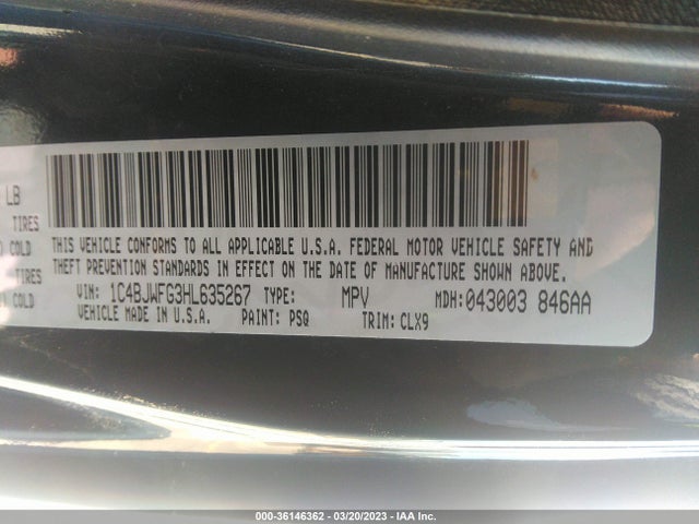 1C4BJWFG3HL635267 Jeep Wrangler Unlimited Rubicon Recon