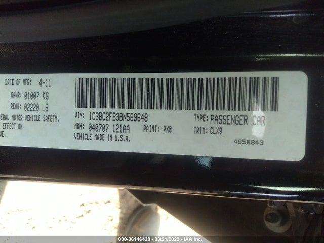 2011 CHRYSLER 200 LIMITED VIN: 1C3BC2FB3BN569648