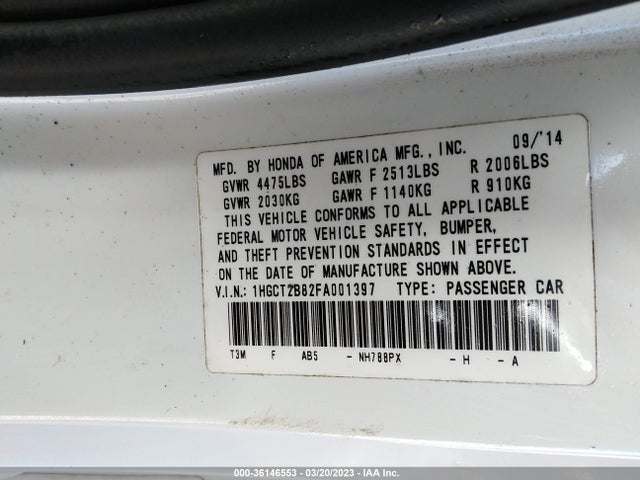 Honda Accord Coupe Ex-l 2015 1HGCT2B82FA001397 Image 9