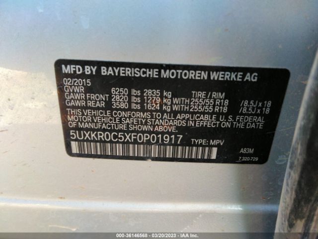 5UXKR0C5XF0P01917 BMW X5 Xdrive35i