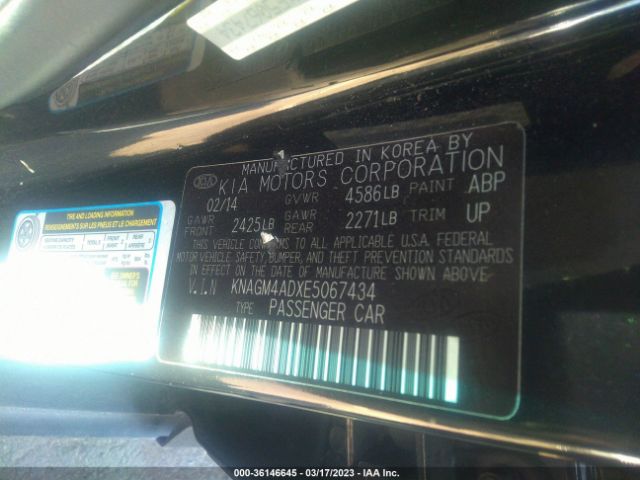 KNAGM4ADXE5067434 KIA Optima Hybrid Lx