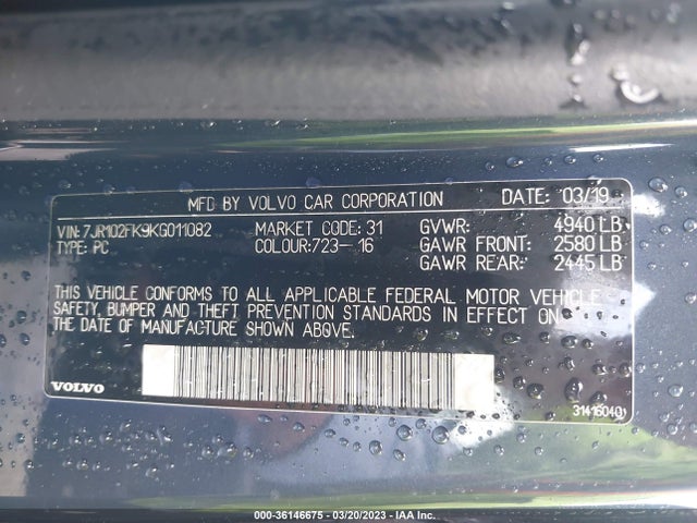 2019 Volvo S60, VIN: 7JR102FK9KG011082