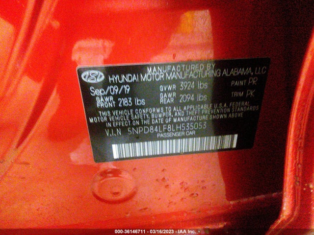 Hyundai ELANTRA SEL 2020 5NPD84LF8LH535053 Image 10