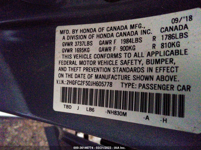 Honda Civic Sedan Lx 2018 2HGFC2F50JH605778 Image 9