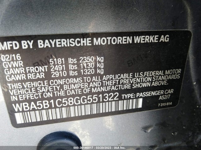 BMW 5 Series 535i 2016 WBA5B1C58GG551322 Image 9