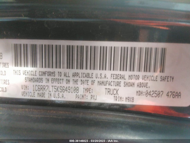 1C6RR7LT5KS649108 RAM 1500 Classic Slt