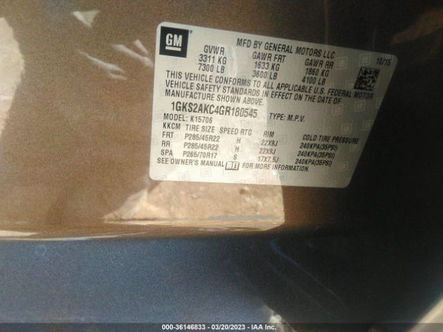 1GKS2AKC4GR180545 GMC YUKON SLE