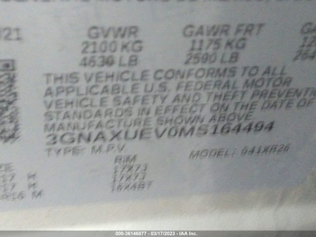 Chevrolet EQUINOX LT 2021 3GNAXUEV0MS164494 Image 9
