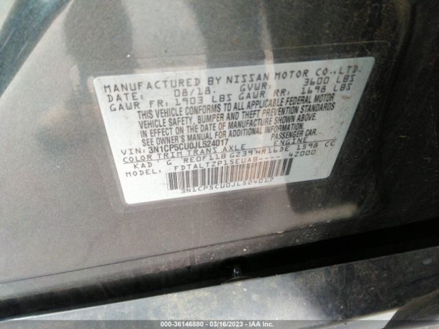 3N1CP5CU0JL524017 Nissan KICKS SR
