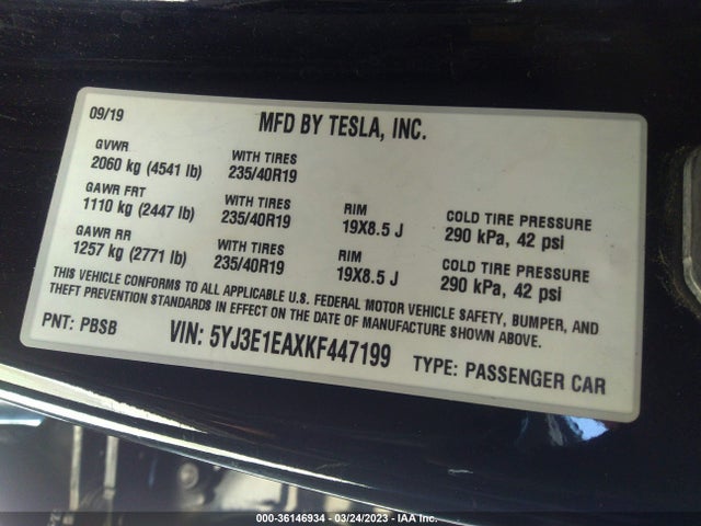 Tesla Model 3 Range 2019 5YJ3E1EAXKF447199 Image 10