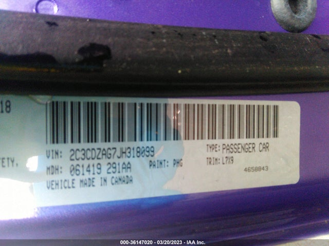 Dodge Challenger Sxt 2018 2C3CDZAG7JH318099 Image 9