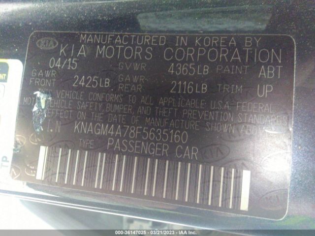 KNAGM4A78F5635160 KIA Optima Lx