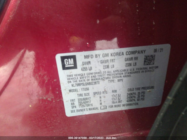 Chevrolet Trailblazer Lt 2022 KL79MPSL6NB023870 Image 9
