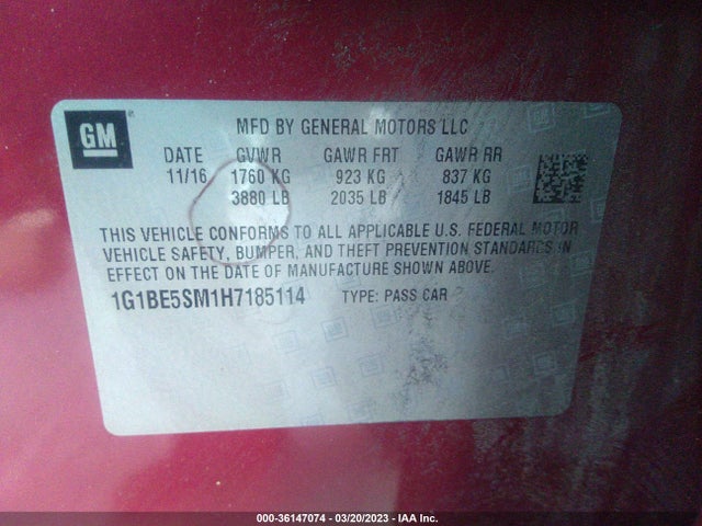 Chevrolet CRUZE LT 2017 1G1BE5SM1H7185114 Image 11