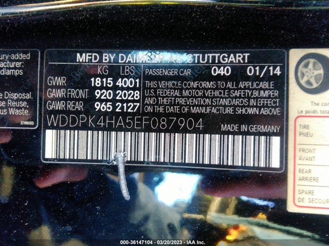 2014 Mercedes-Benz SLK-Class, VIN: WDDPK4HA5EF087904