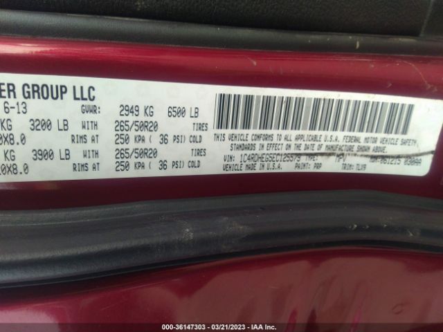 1C4RDHEG5EC125579 Dodge Durango Citadel