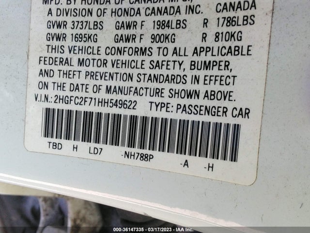Honda Civic Sedan Ex 2017 2HGFC2F71HH549622 Image 10