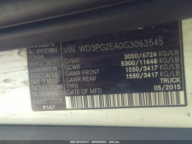 WD3PG2EA0G3063545 Mercedes-Benz METRIS CARGO VAN