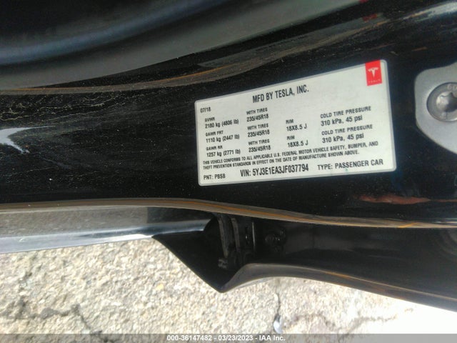 Tesla Model 3 Range Battery 2018 5YJ3E1EA3JF037794 Image 9