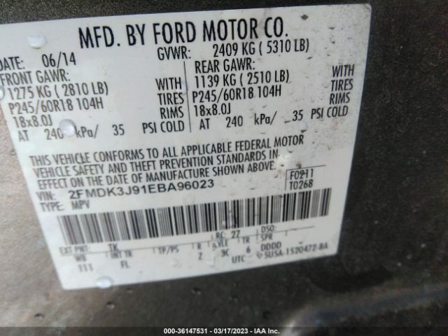 2FMDK3J91EBA96023 Ford EDGE SEL
