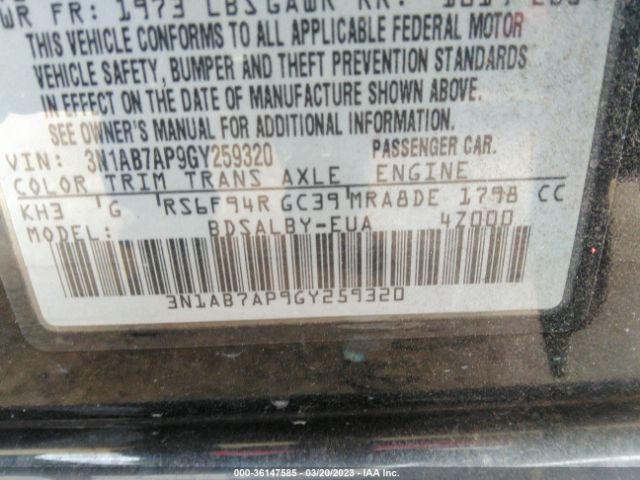 3N1AB7AP9GY259320 Nissan SENTRA S