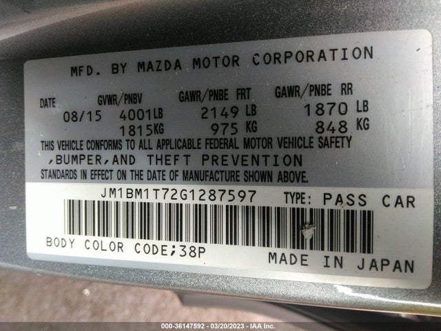 Mazda Mazda3 I Sport 2016 JM1BM1T72G1287597 Image 10