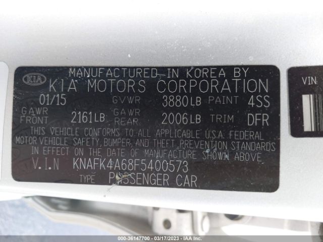 KNAFK4A68F5400573 KIA FORTE LX