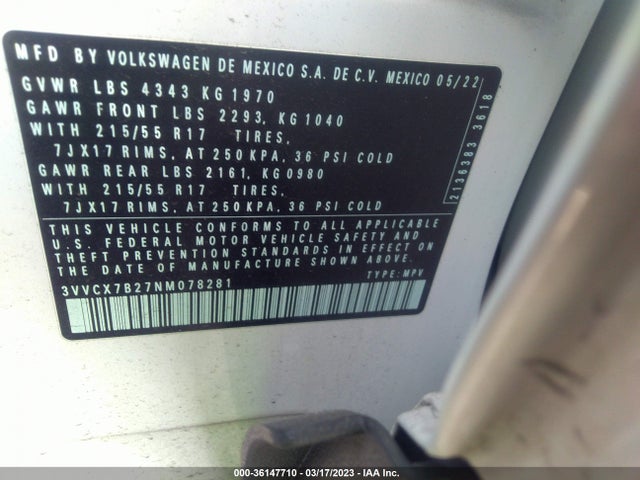 3VVCX7B27NM078281 Volkswagen TAOS S